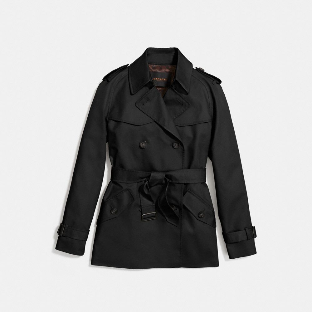 SOLID SHORT TRENCH - BLACK - COACH F86050