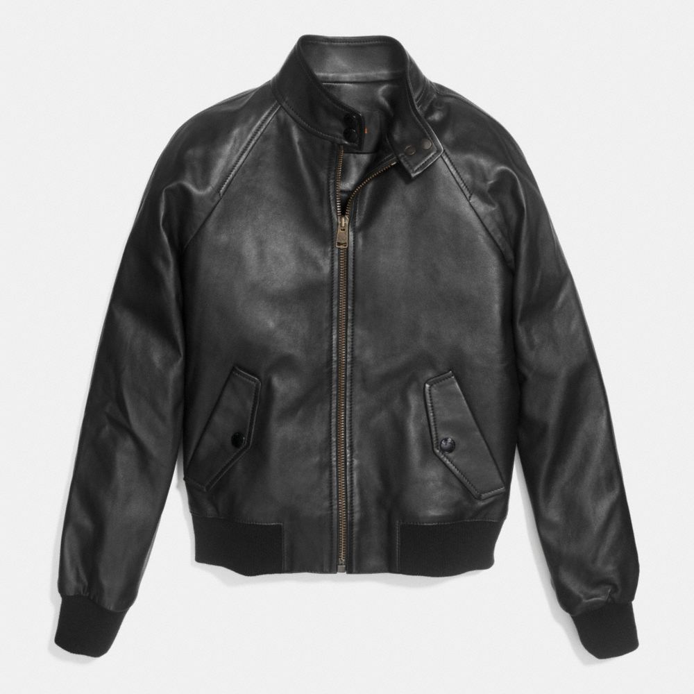 RAGLAN LEATHER BOMBER - BLACK - COACH F86053