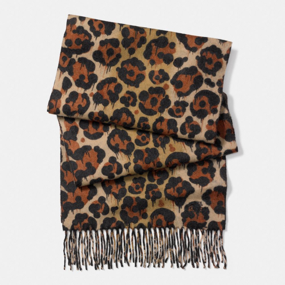 COACH f86079 NATURAL LEOPARD SCARF NATURAL