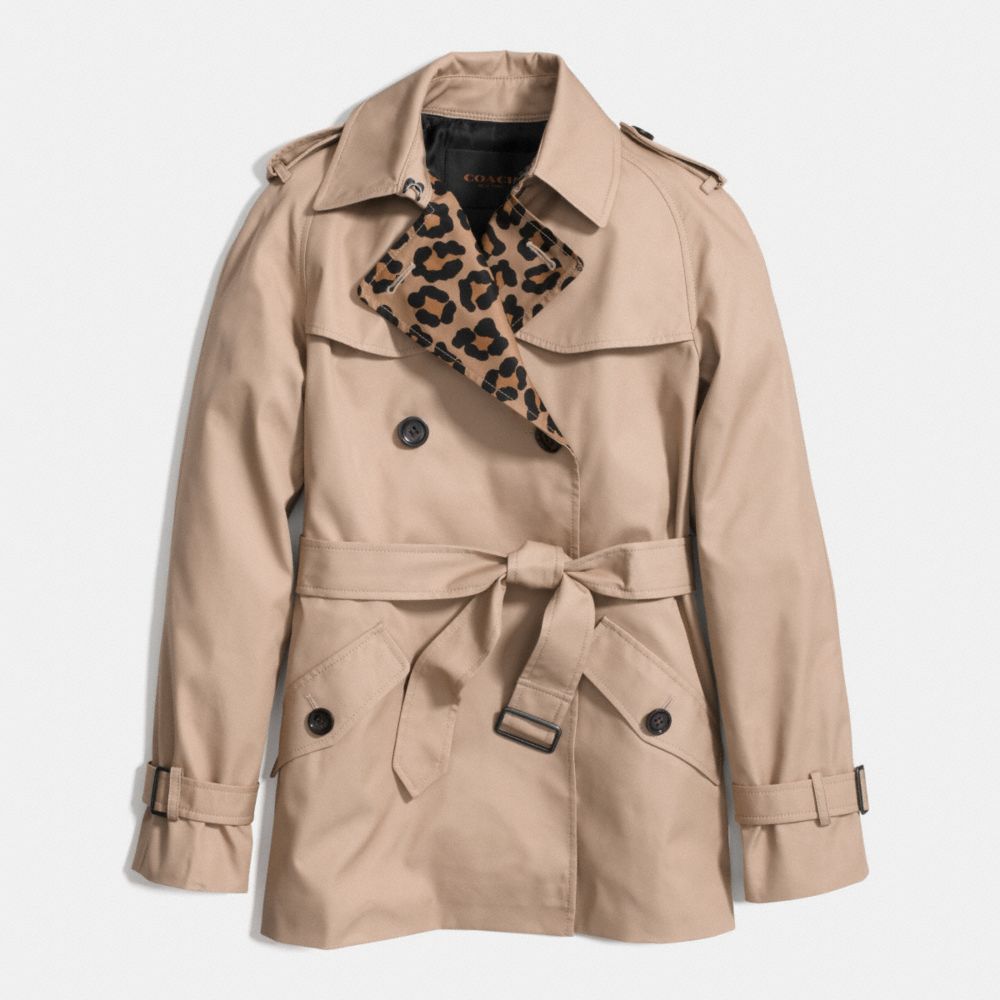 OCELOT BLOCKED SHORT TRENCH - KHAKI MULTI - COACH F86083