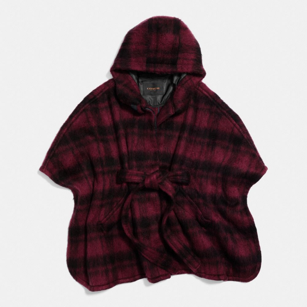 PLAID CAPE - f86266 - DARK CRANBERRY