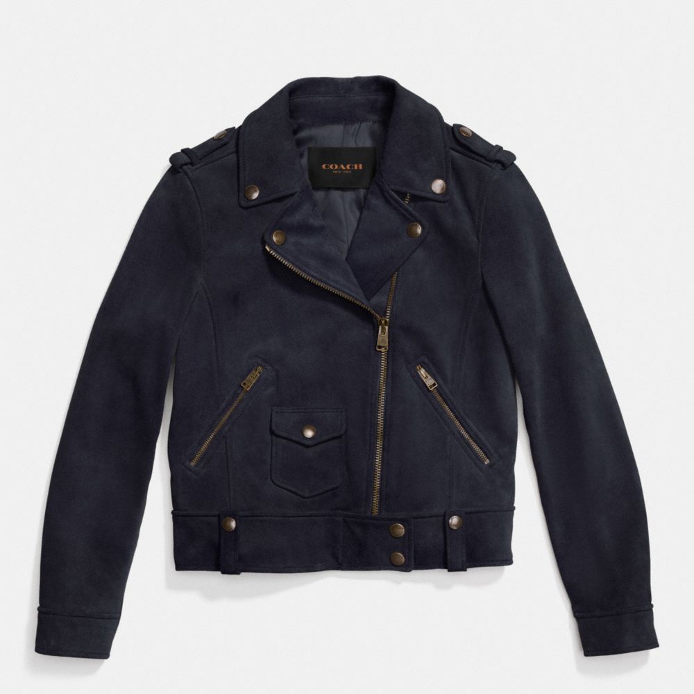 COACH F86426 - SUEDE MOTO JACKET MIDNIGHT NAVY