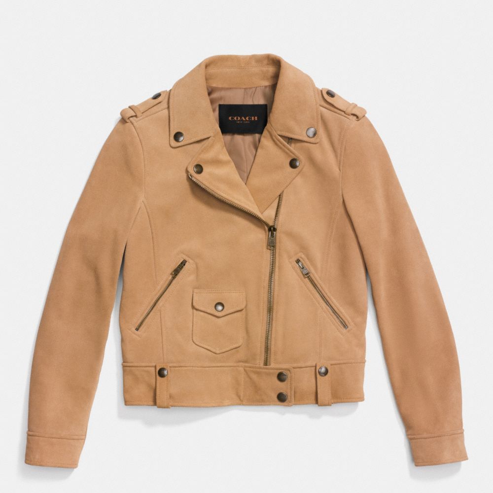 SUEDE MOTO JACKET - f86426 - SOFT CAMEL