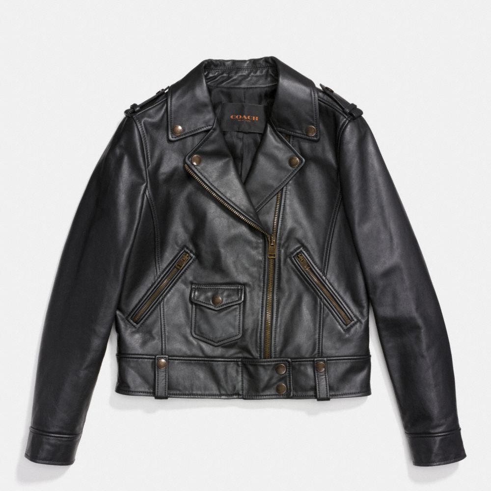 COACH F86431 Leather Moto Jacket BLACK