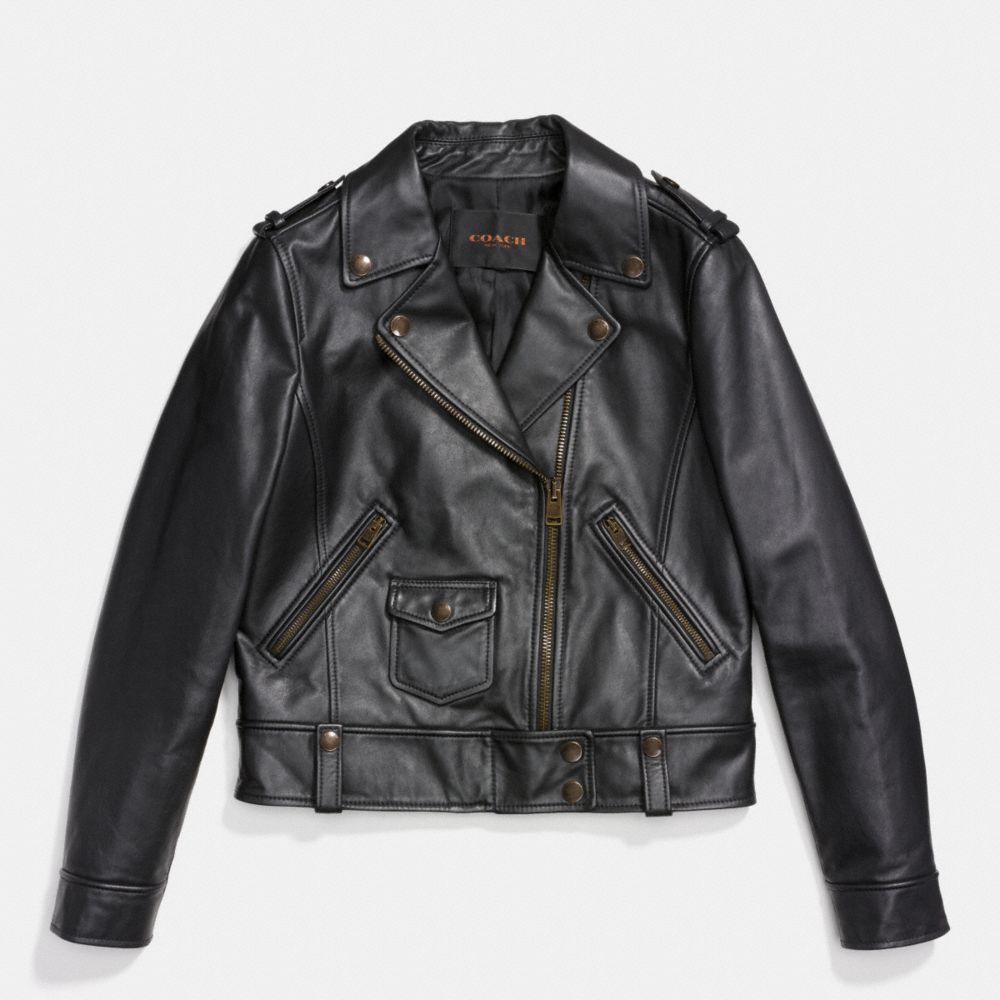 LEATHER MOTO JACKET - f86431 - BLACK