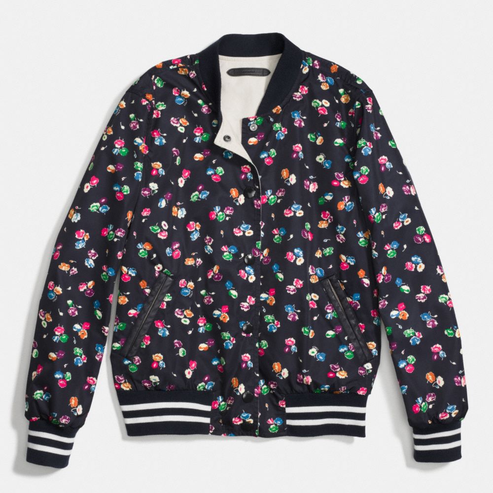 REVERSIBLE VARSITY JACKET - f86463 - MID NAVY MULTI/WHEAT