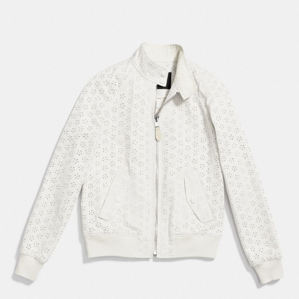 EYELET RAGLAN BOMBER - f86467 -  DOVE