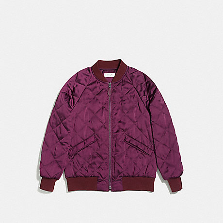 COACH QUILTED BOMBER JACKET - WINE - F86472