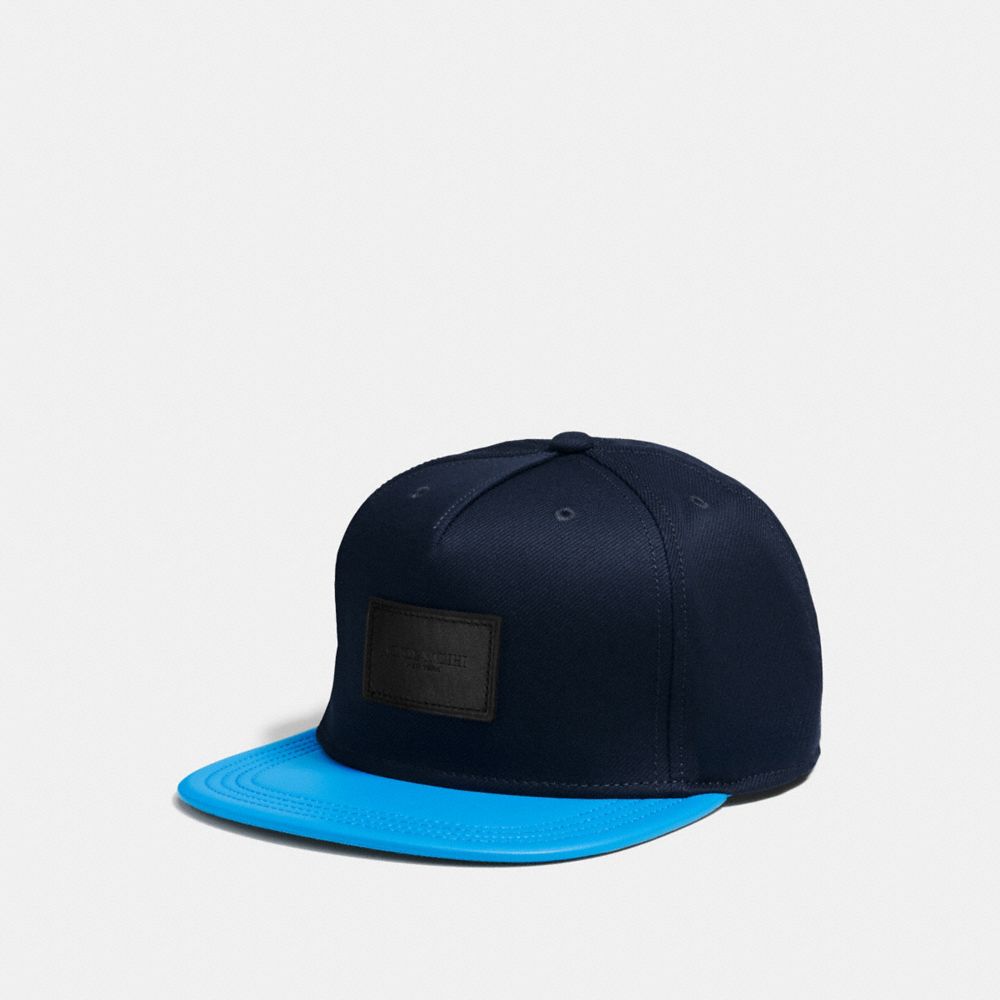 COACH FLAT BRIM HAT IN COLORBLOCK LEATHER - AZURE - f86475