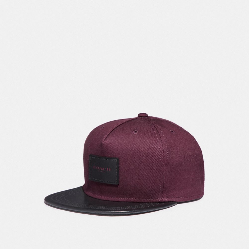 COACH f86475 FLAT BRIM HAT IN COLORBLOCK OXBLOOD