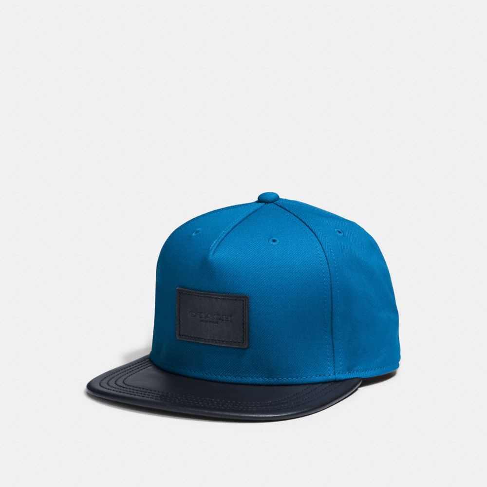 COACH f86475 FLAT BRIM HAT IN COLORBLOCK LEATHER DENIM/MIDNIGHT