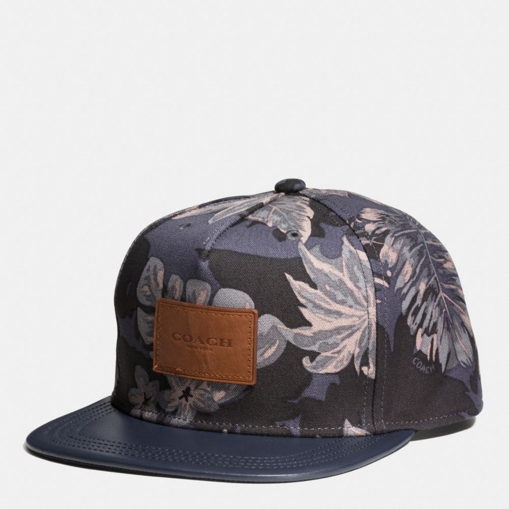 COACH F86478 FLAT BRIM HAT IN CANVAS HAWAIIAN-PALM