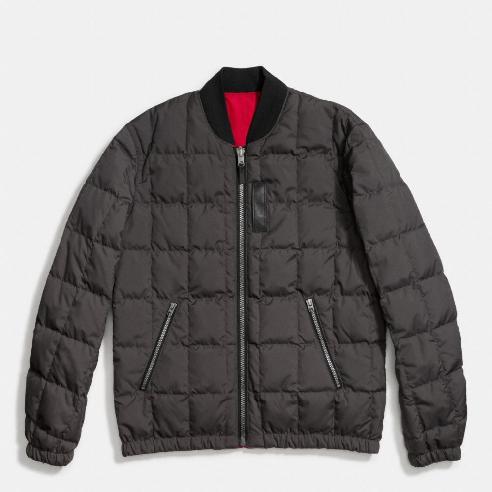PACKABLE DOWN MA-1 JACKET - f86519 - GRAPHITE/RED