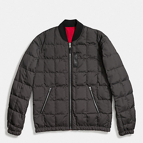 COACH PACKABLE DOWN MA-1 JACKET - GRAPHITE/RED - f86519