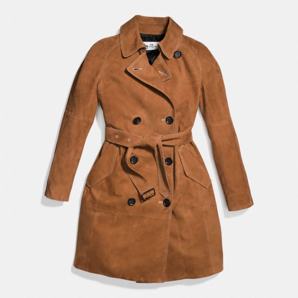 SUEDE DRAPEY TRENCH - f86526 - COGNAC