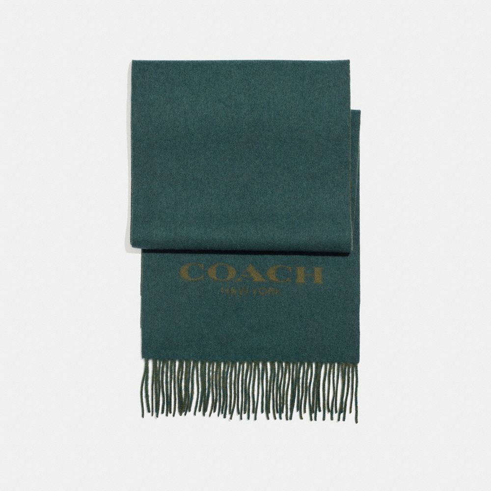 CASHMERE BLEND BI-COLOR SIGNATURE SCARF - FOREST/DARK OLIVE - COACH F86542