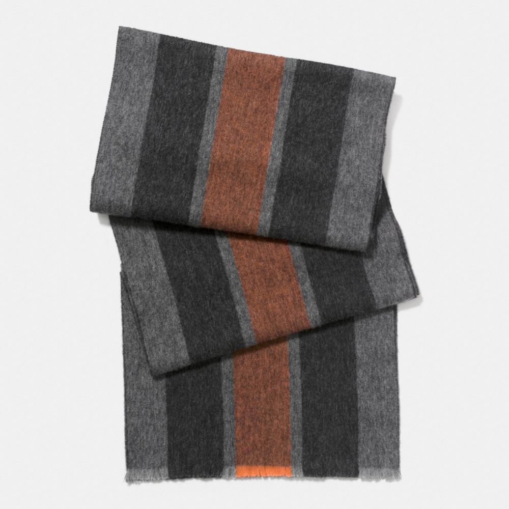 CASHMERE BLEND VARSITY SPORT SCARF - ORANGE/FOG - COACH F86547