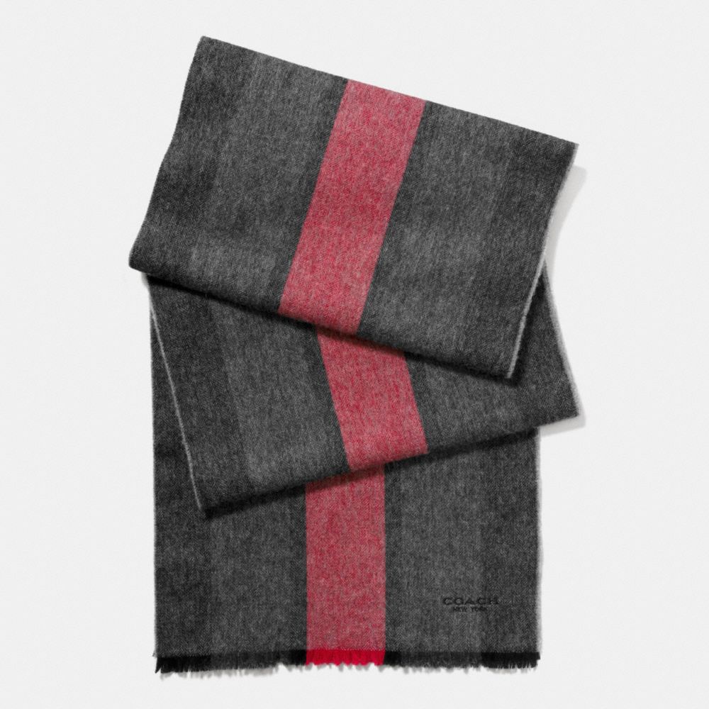 COACH f86547 CASHMERE BLEND VARSITY SPORT SCARF RED/CHARCOAL