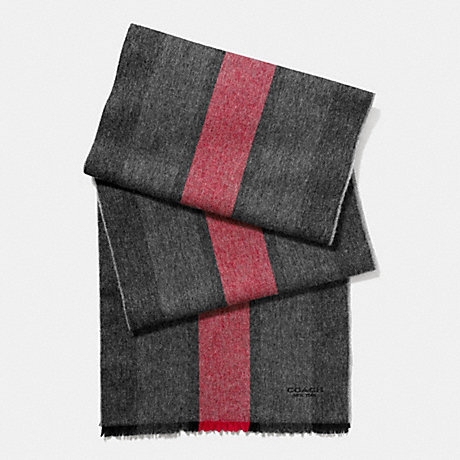 COACH CASHMERE BLEND VARSITY SPORT SCARF - RED/CHARCOAL - f86547