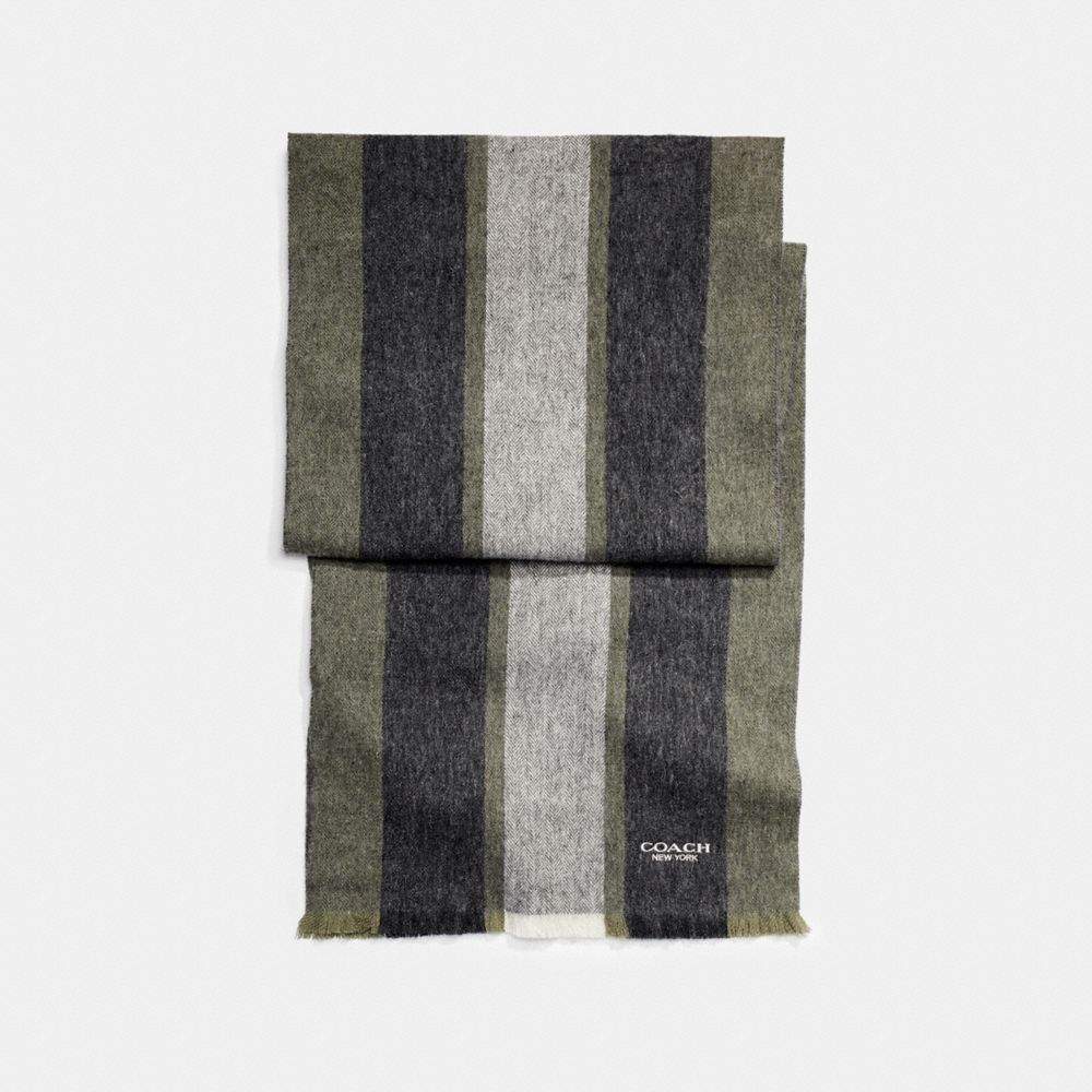 CASHMERE BLEND VARSITY SPORT SCARF - f86547 - MILITARY GREEN