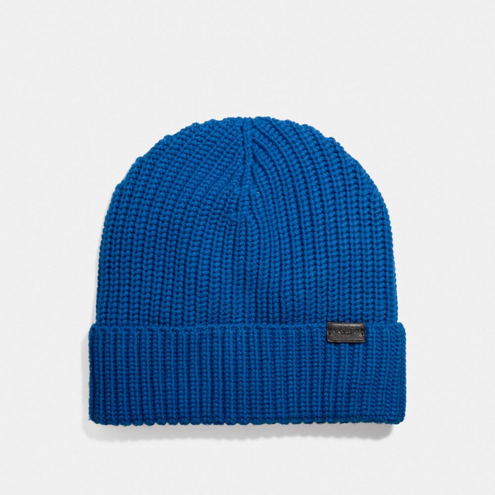 RIB KNIT MERINO WOOL HAT - DENIM - COACH F86553