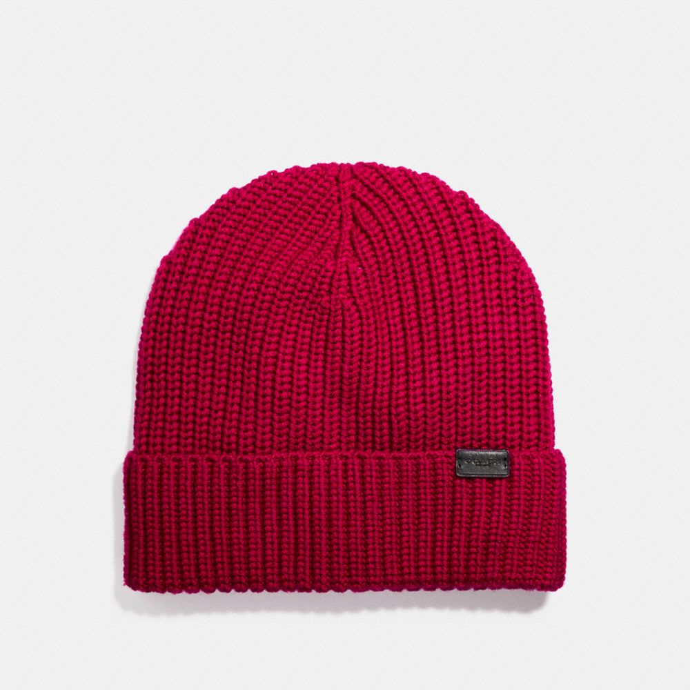 MERINO WOOL RIB KNIT HAT - f86553 - TRUE RED