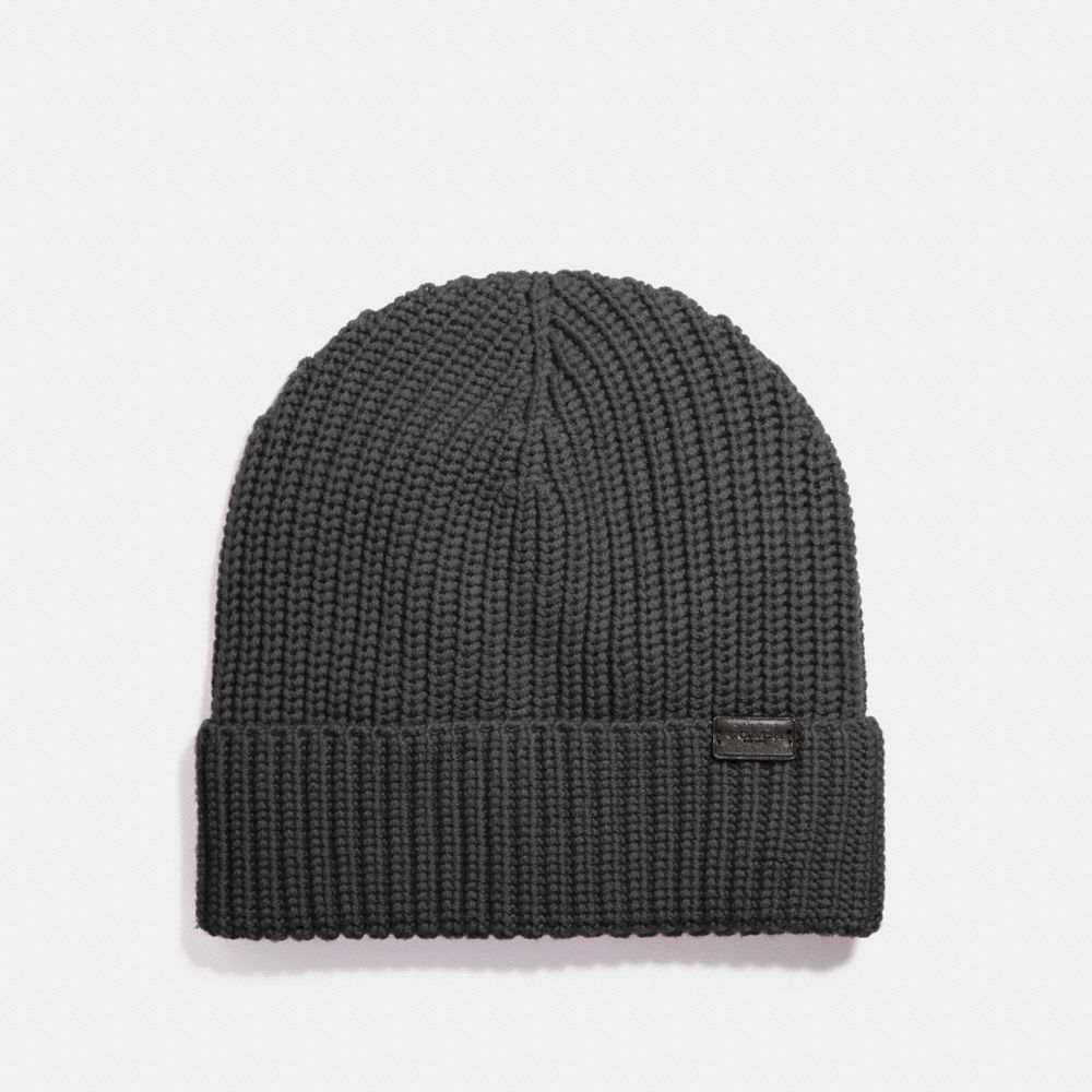 COACH F86553 - RIB KNIT MERINO WOOL HAT GRAPHITE