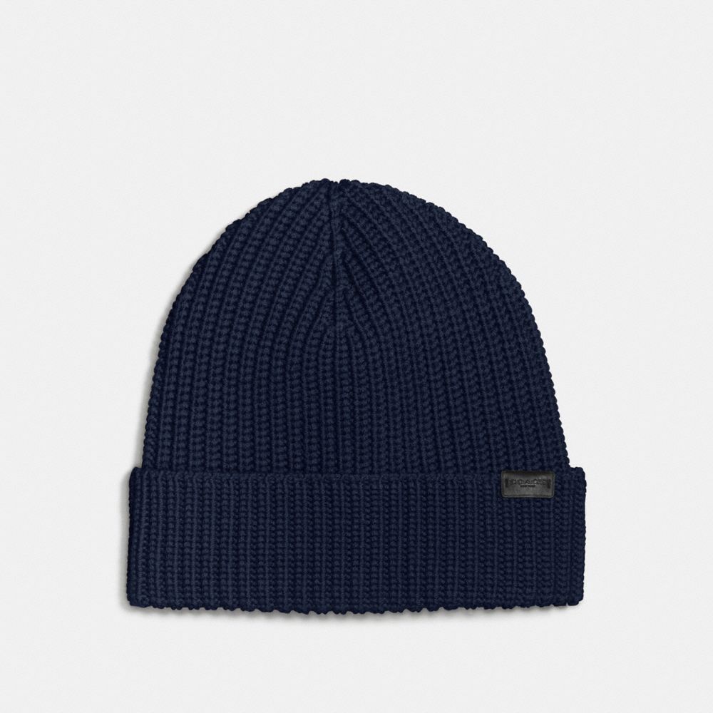 COACH F86553 - MERINO WOOL RIB KNIT HAT MIDNIGHT