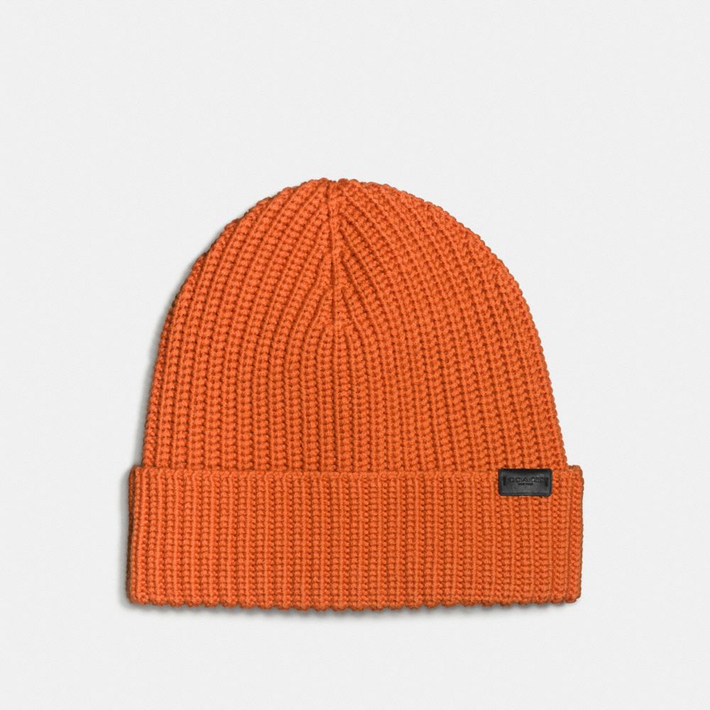 MERINO WOOL RIB KNIT HAT - f86553 - ORANGE