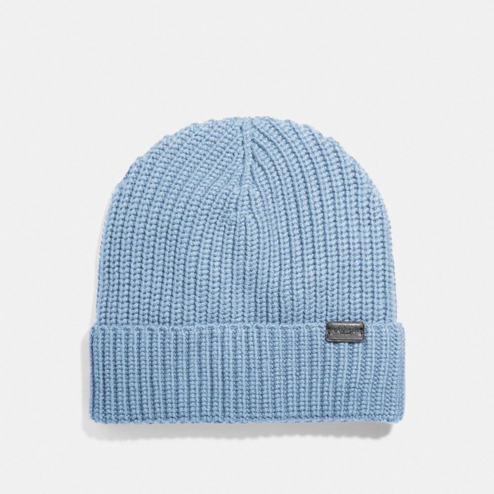 COACH F86553 Rib Knit Merino Wool Hat WASHED BLUE