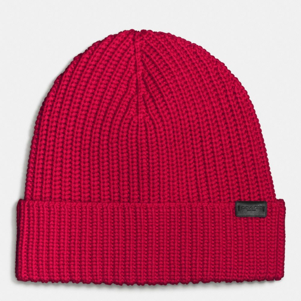 MERINO WOOL RIB KNIT HAT - f86553 - RED