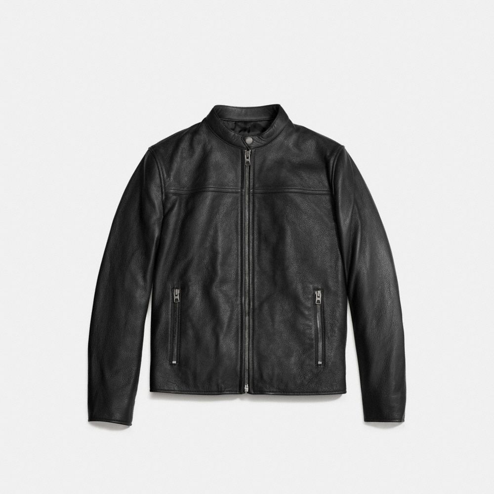 COACH F86594 Leather Racer Jacket BLACK
