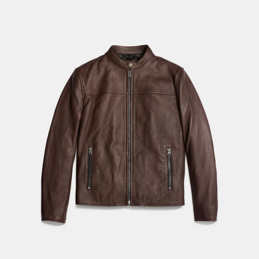 COACH LEATHER RACER JACKET - MAHOGANY - F86594