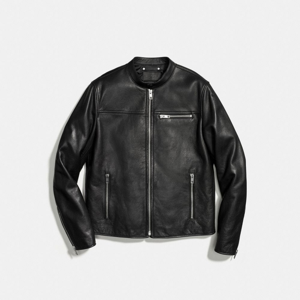 COACH F86595 Leather Moto Jacket BLACK