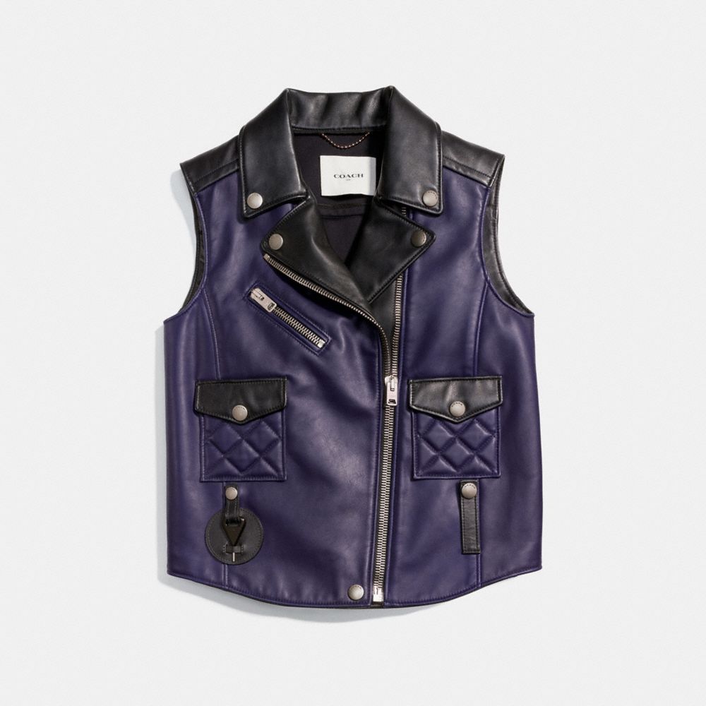 APPLIQUE BIKER VEST - DUSK/BLACK - COACH F86647