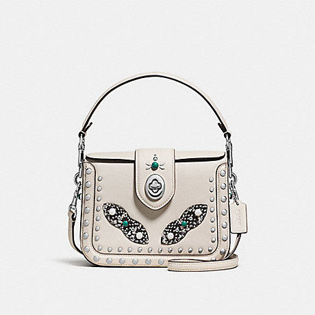 COACH F86731 PAGE CROSSBODY WITH WESTERN RIVETS AND SNAKESKIN DETAIL SILVER/CHALK