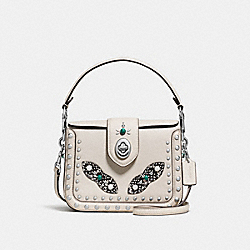PAGE CROSSBODY WITH WESTERN RIVETS AND SNAKESKIN DETAIL - COACH f86731 - SILVER/CHALK