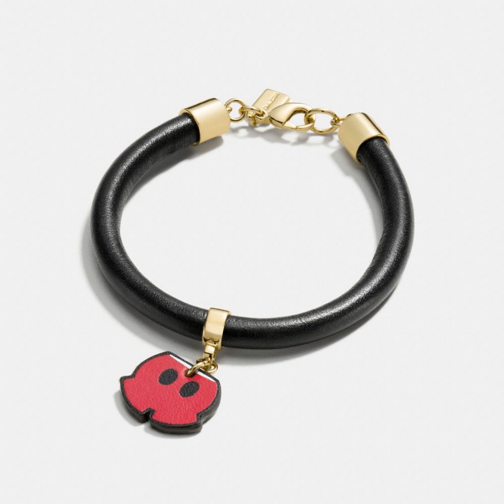 MICKEY SHORTS LEATHER CHARM BRACELET - f86790 - GOLD/BLACK