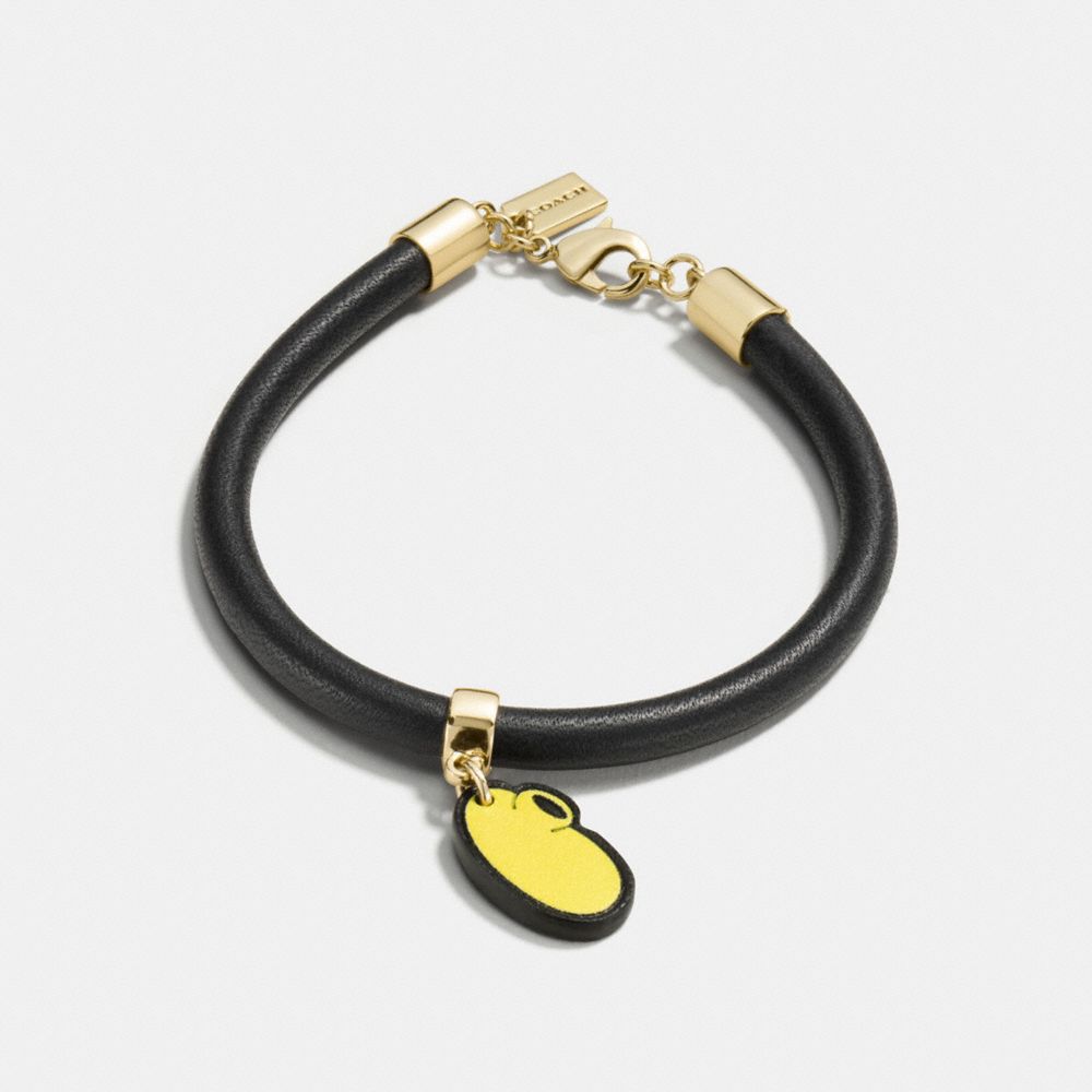 MICKEY SHOE LEATHER CHARM BRACELET - f86791 - GOLD/BLACK