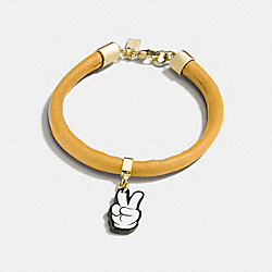 COACH F86792 Mickey Peace Leather Charm Bracelet GOLD/BANANA