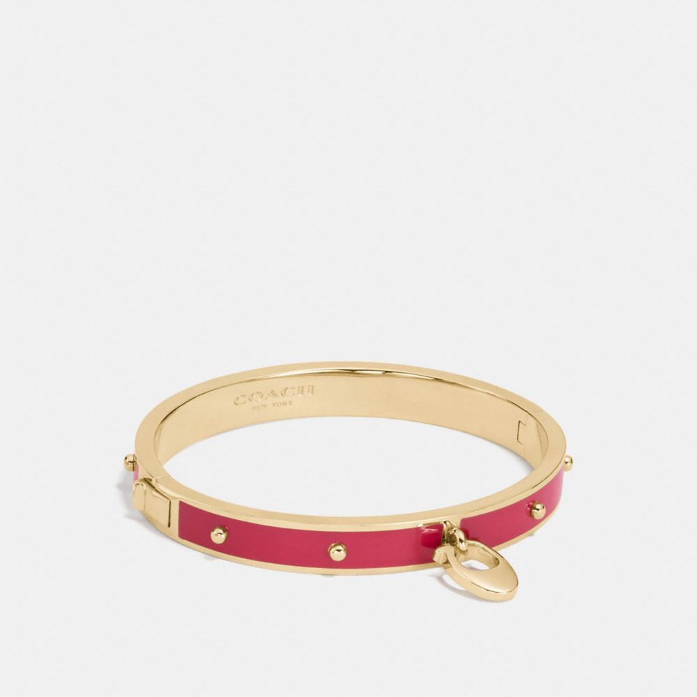 COACH F86794 Enamel And Rivets Signature C Hinged Bangle GOLD/TRUE RED