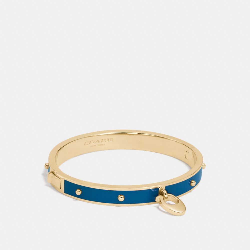 COACH F86794 Enamel And Rivets Signature C Hinged Bangle GOLD/MINERAL