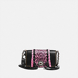 COACH F86819 Dinkier With Whipstitch Snakeskin BLACK/NEON PINK/LIGHT ANTIQUE NICKEL