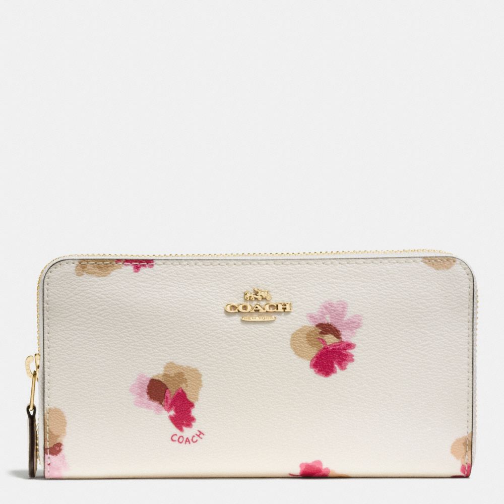 COACH ACCORDION ZIP WALLET IN FIELD FLORA PRINT COATED CANVAS - IMITATION GOLD/CHALK MULTI - f86859