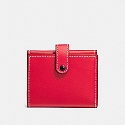 SMALL TRIFOLD WALLET WITH FLORAL PRINT INTERIOR - COACH f86909 - vermillion/BLACK COppER