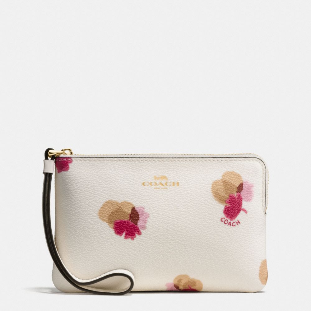 COACH F86926 Corner Zip Wristlet In Field Flora Print Coated Canvas IMITATION GOLD/CHALK MULTI