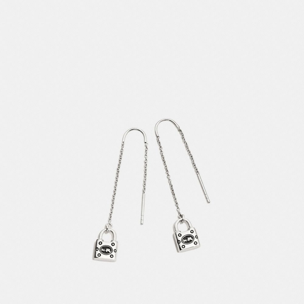 PADLOCK THREADER EARRING - COACH f87032 - SILVER/BLACK