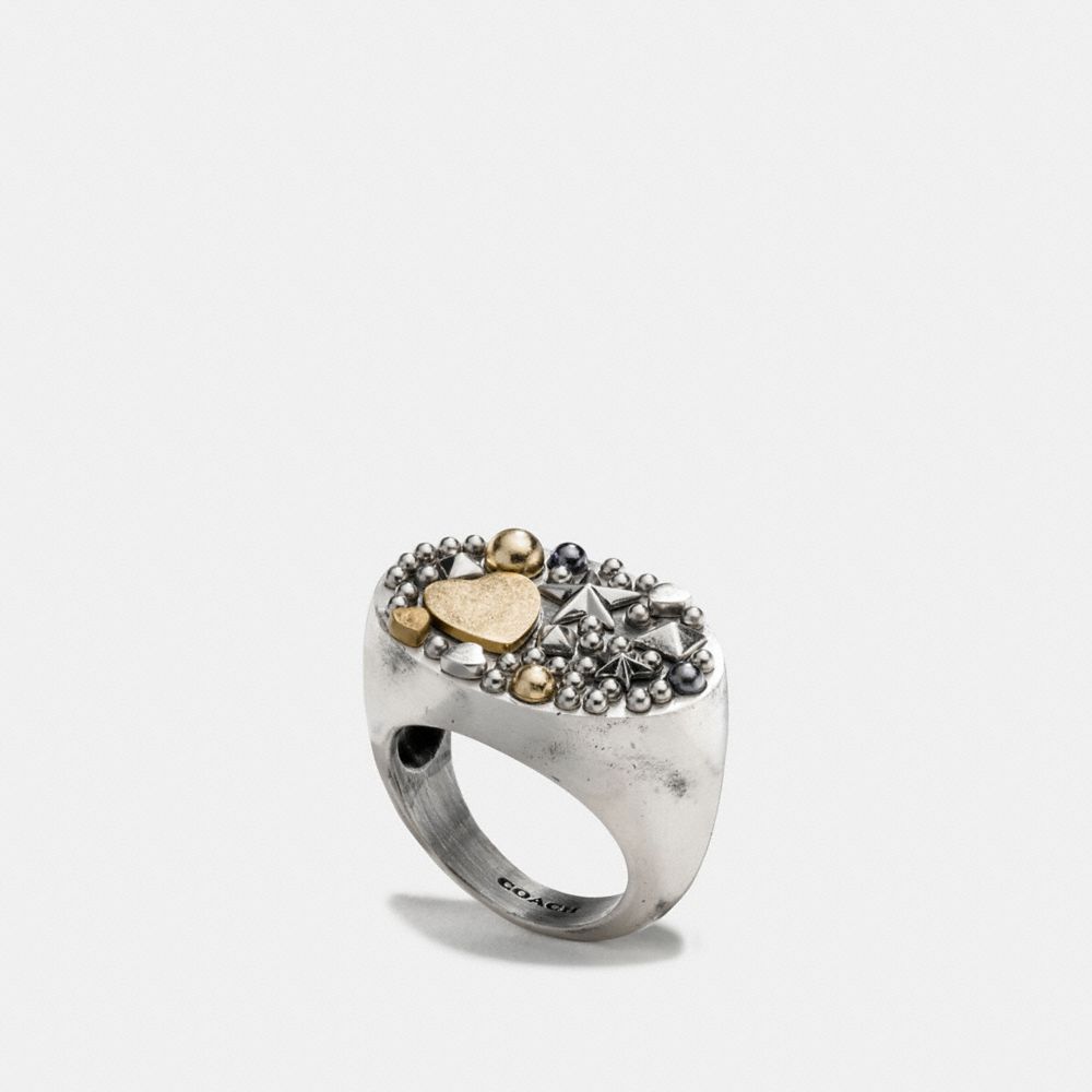 STUDDED CLUSTER RING - f87033 - SILVER/MULTI
