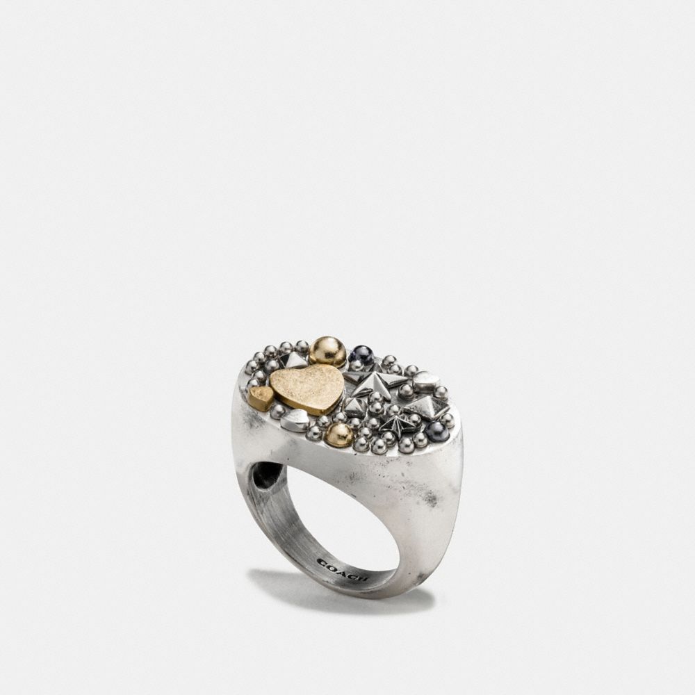 COACH F87033 Studded Cluster Ring SILVER/MULTI