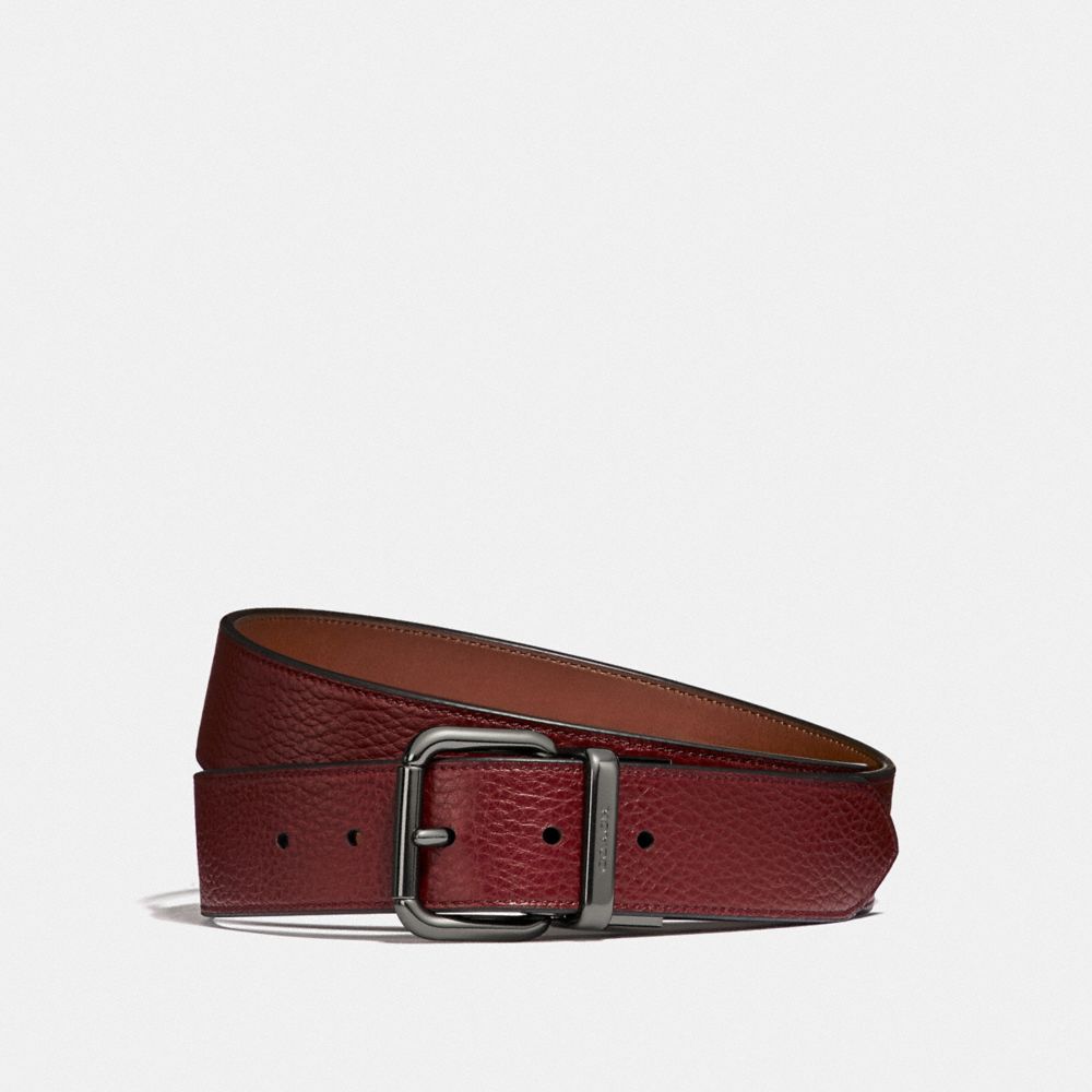 JEANS BUCKLE CUT-TO-SIZE REVERSIBLE BELT - RED CURRANT/SADDLE - COACH F87091
